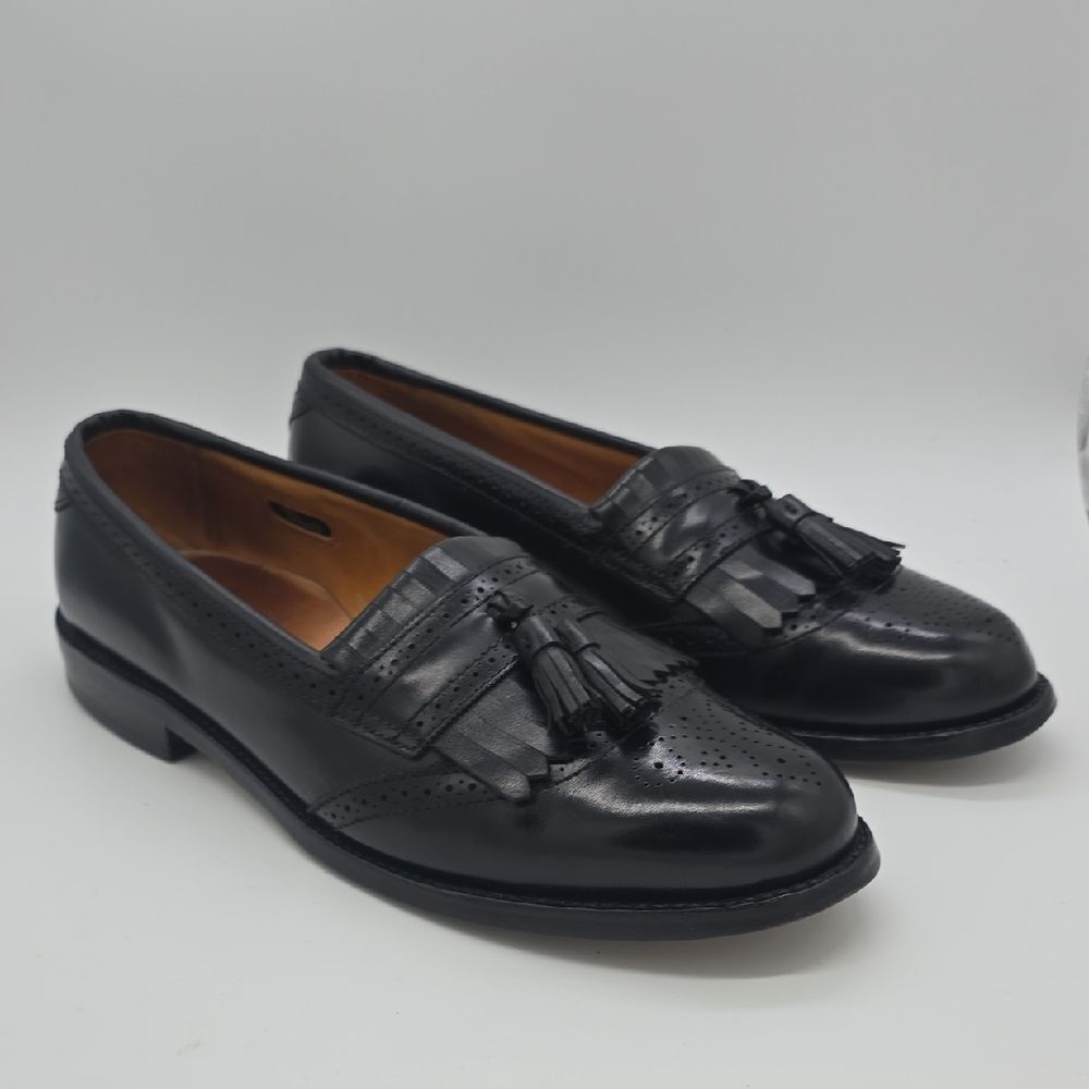 Allen Edmonds Black Leather Tassel Kiltie Loafers